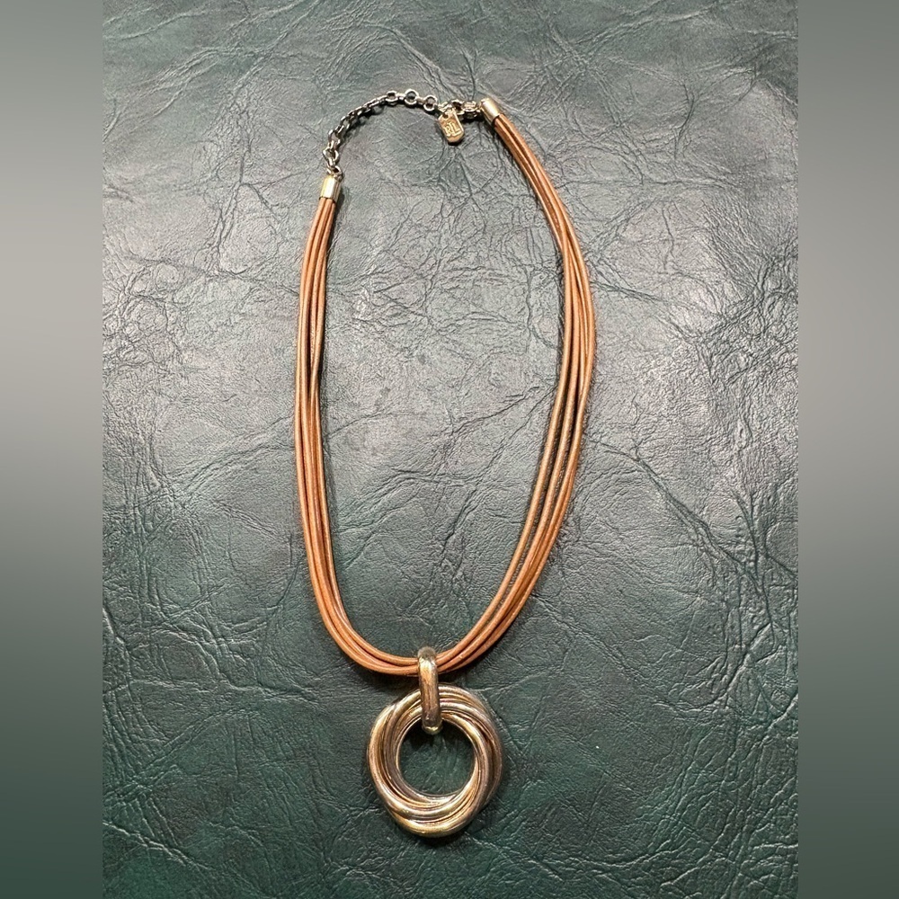 Lauren Ralph Lauren Multi-Row Leather Cord Knot Pendant Necklace, 16" + 3"